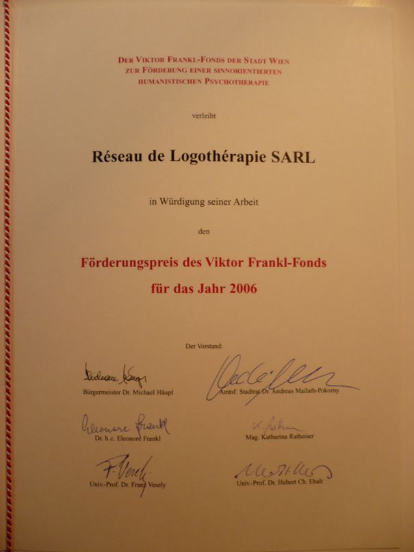 Förderungspreis des Viktor Frankl-Fonds für das Jahr 2006 - verliehen von der Stadt Wien